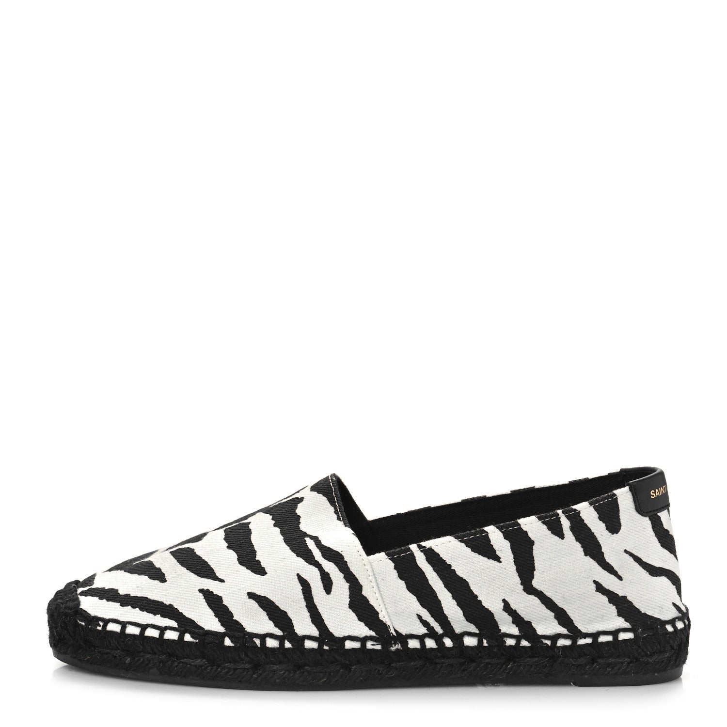 Saint Laurent Canvas Tiger Print Espadrilles 37.5 White Black 1 of 9