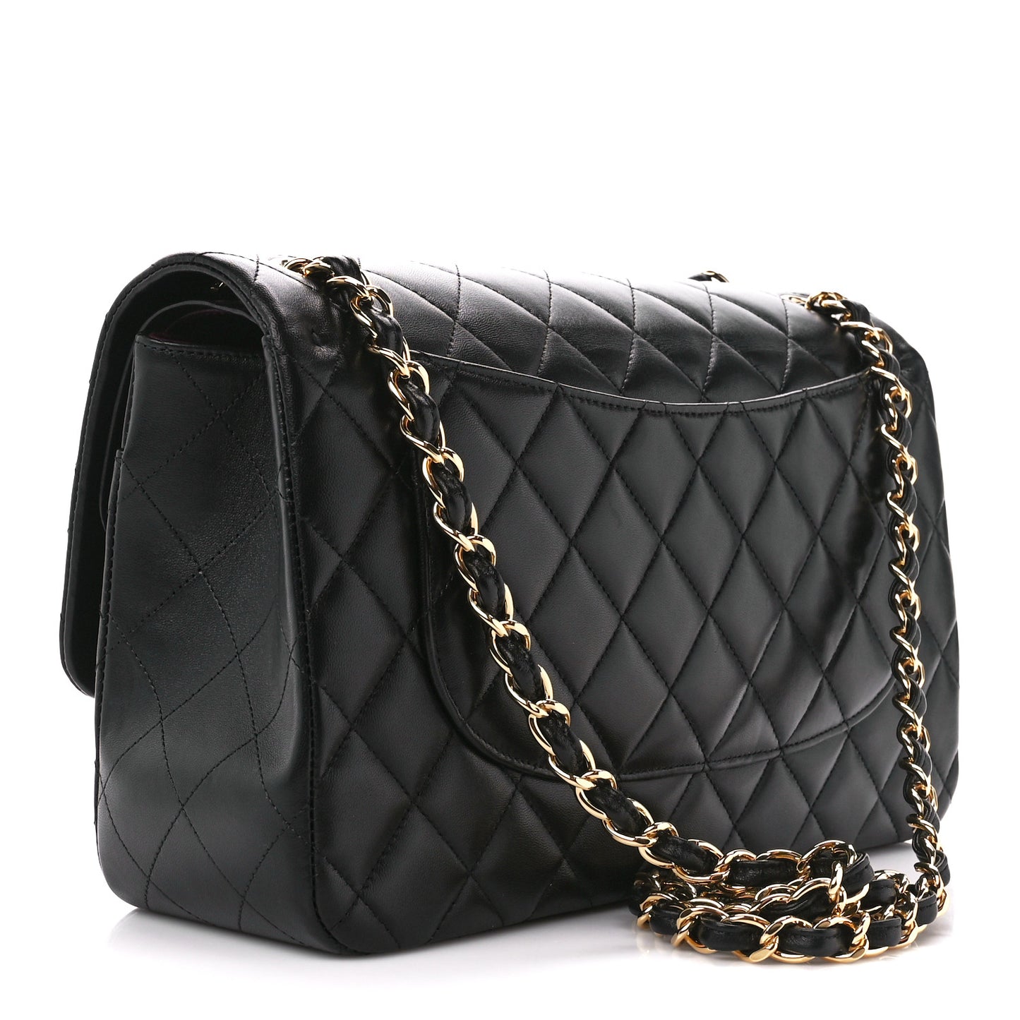 Lambskin Quilted Jumbo Double Flap Black