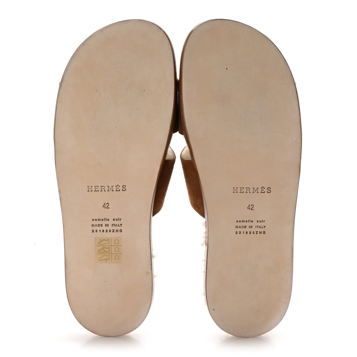Suede Goatskin Shearling Mens Izmir Sandals 42 Marron Teck Ecru