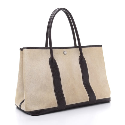 Hermes Toile Buffle Gala Garden Party Tote 36 MM Marron Fonce 3 of 15