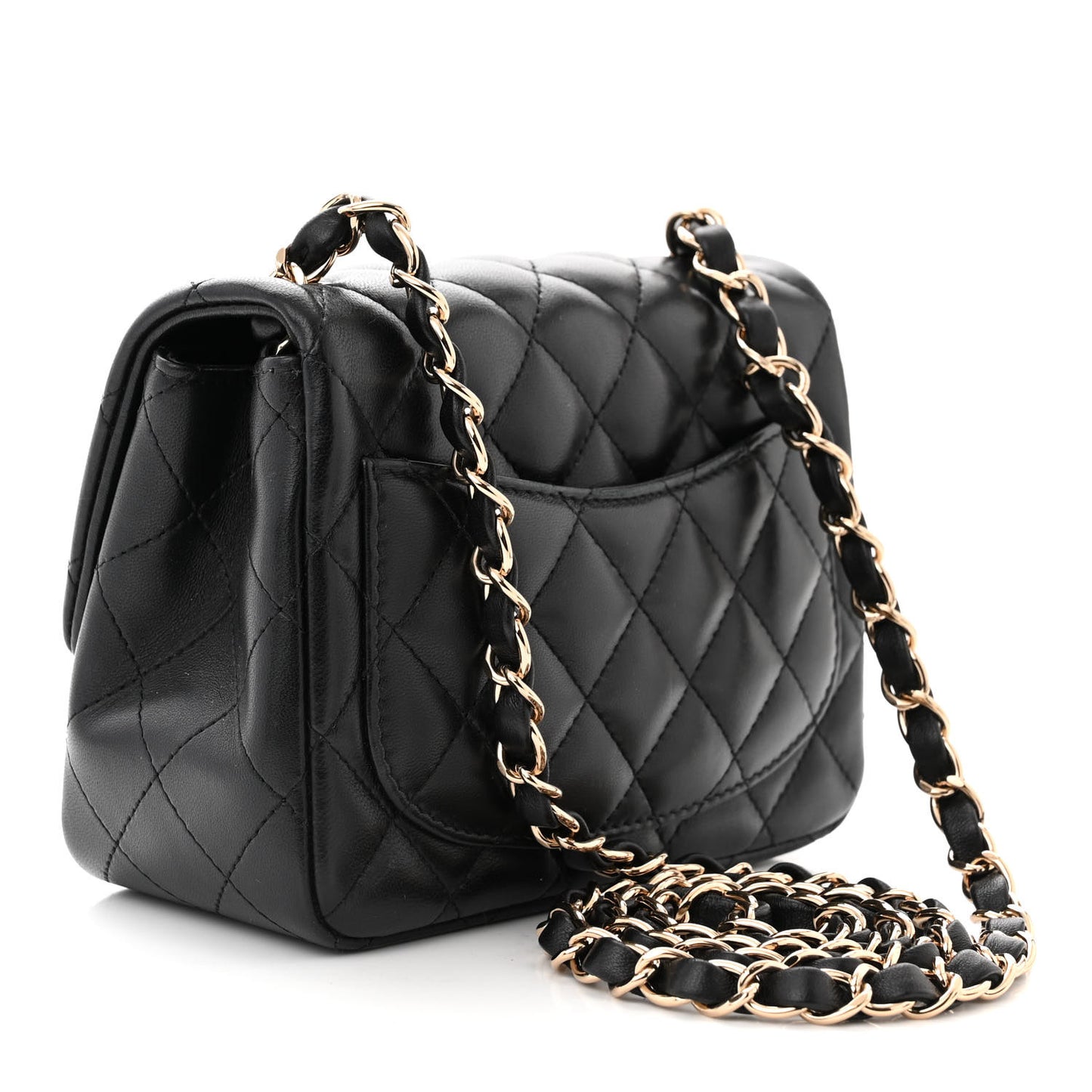 Lambskin Quilted Mini Square Flap Black