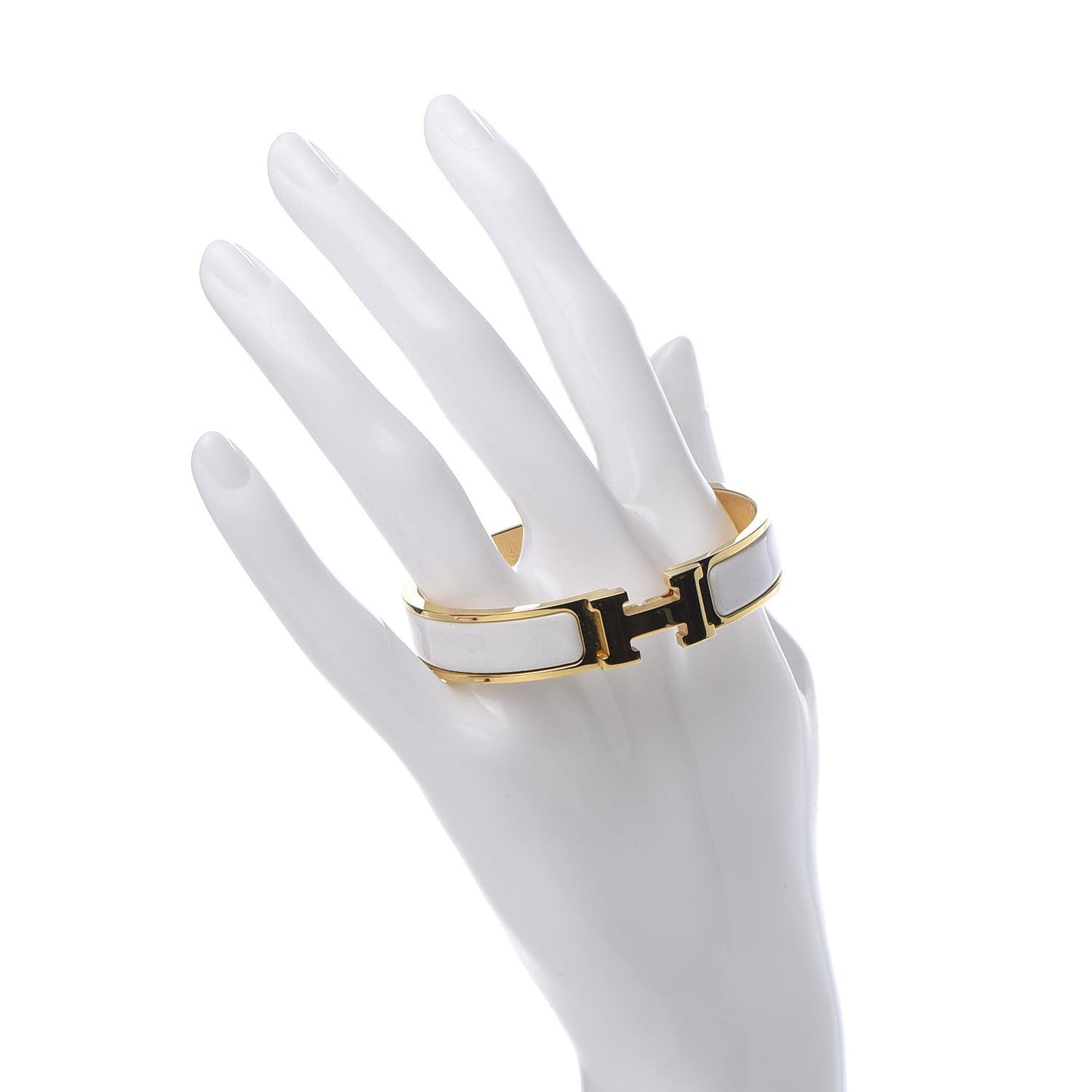 Enamel Narrow Clic Clac H Bracelet PM White