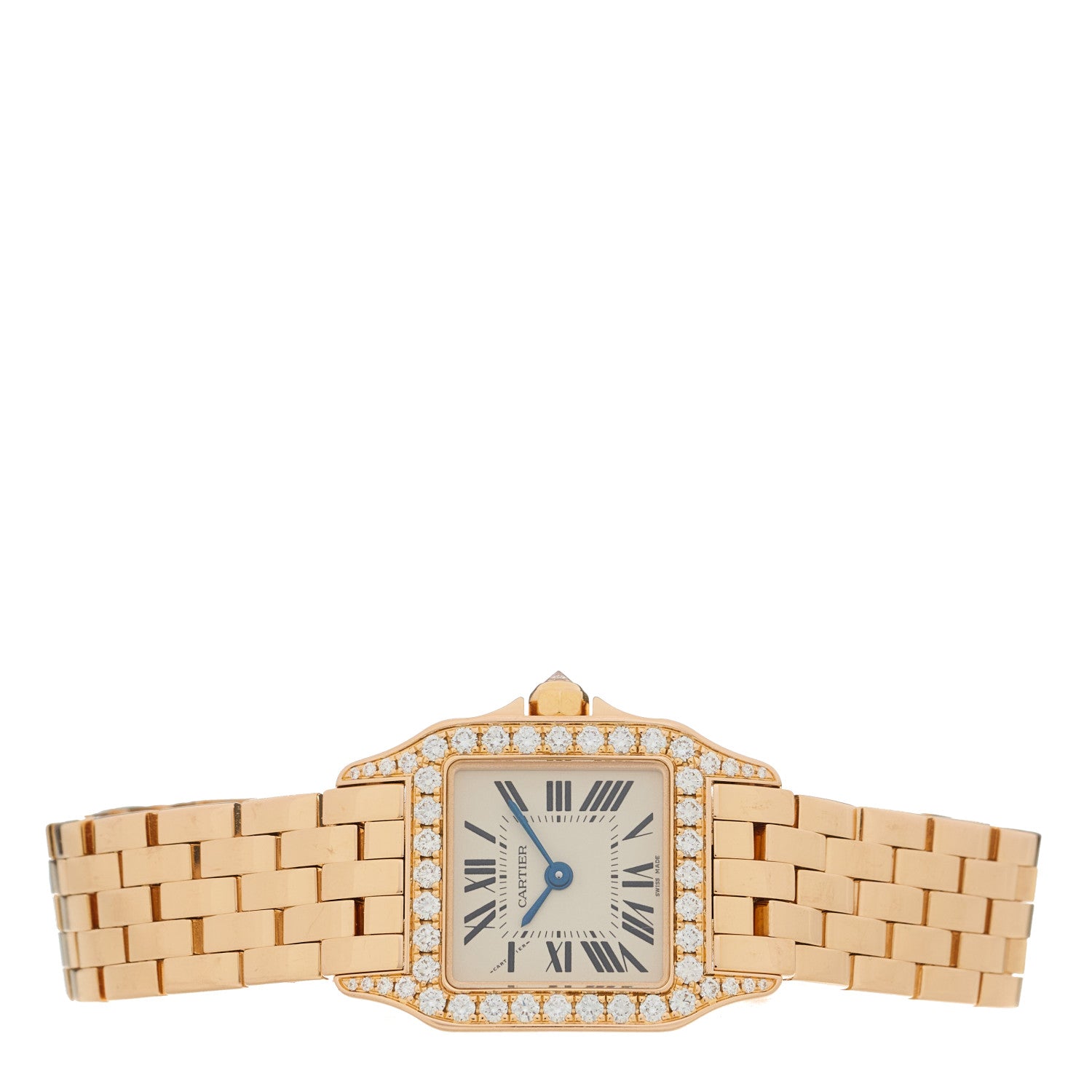 Cartier 18K Pink Gold Diamond Bezel 20mm Santos Demoiselle Quartz Watch 4 of 10
