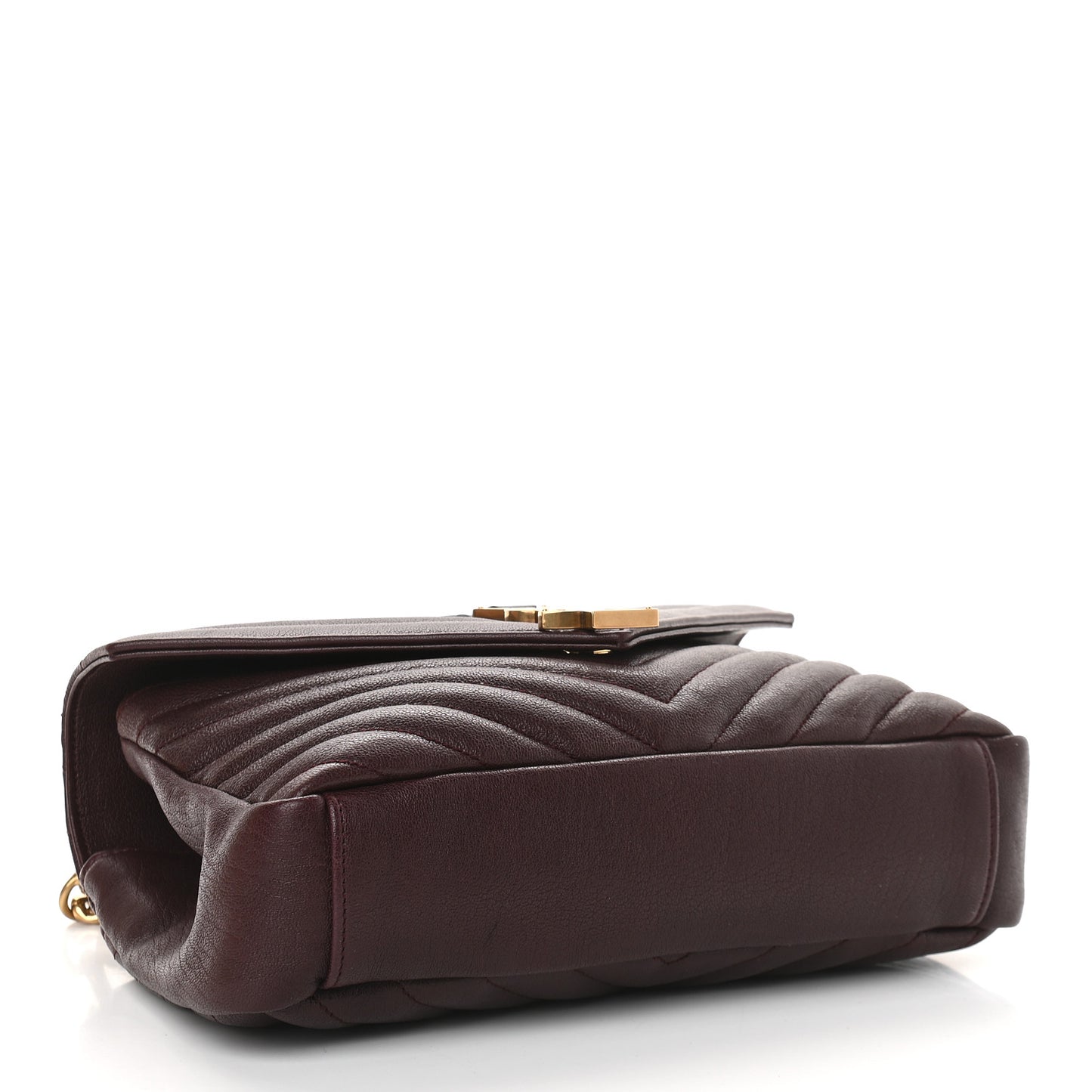 Sheepskin Matelasse Chevron Monogram Medium College Bag Amaranto