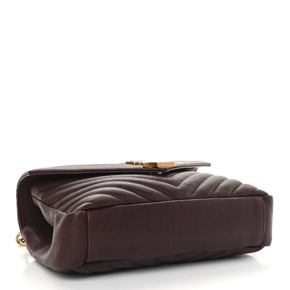 Saint Laurent Sheepskin Matelasse Chevron Monogram Medium College Bag Amaranto 3 of 8