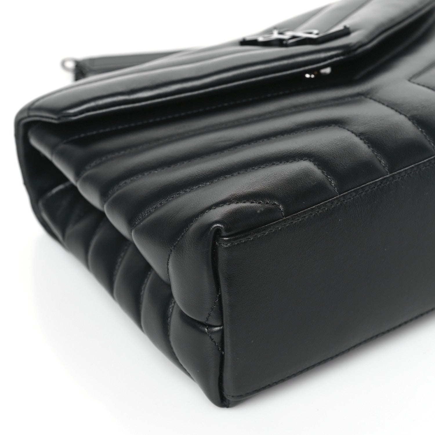 Saint Laurent Calfskin Y Quilted Monogram Monochrome Small Loulou Chain Satchel Black 8 of 9