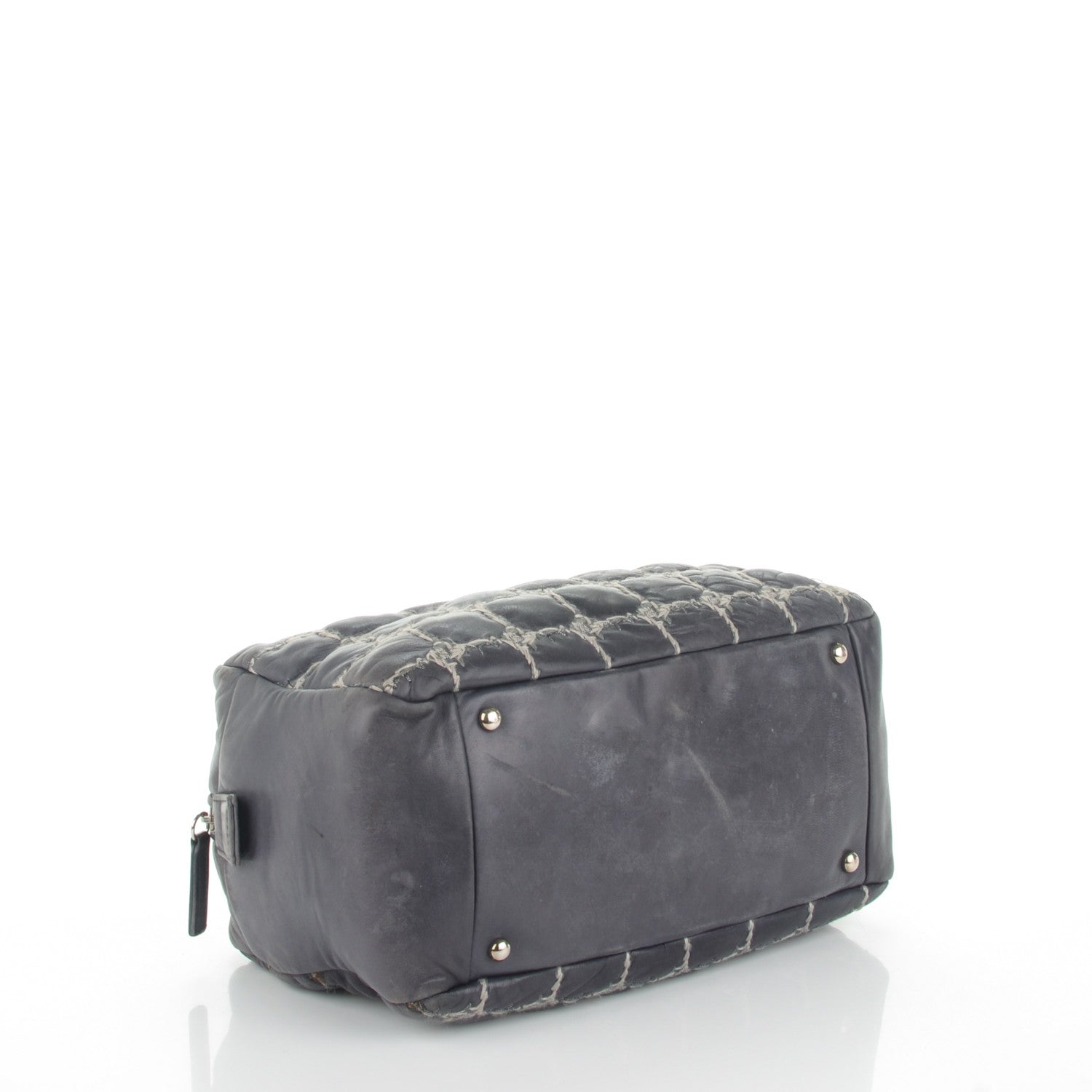 Chanel Lambskin Tweed Double Stitch Bowler Grey 4 of 10