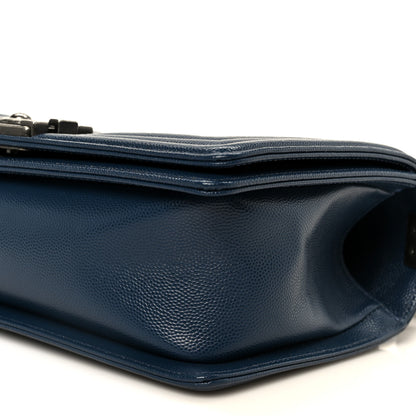 Chanel Caviar Quilted Medium Boy Flap Dark Navy Blue 10 of 10