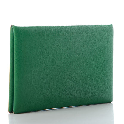 Hermes Chevre Chamkila Calvi Card Case Bamboo 3 of 6