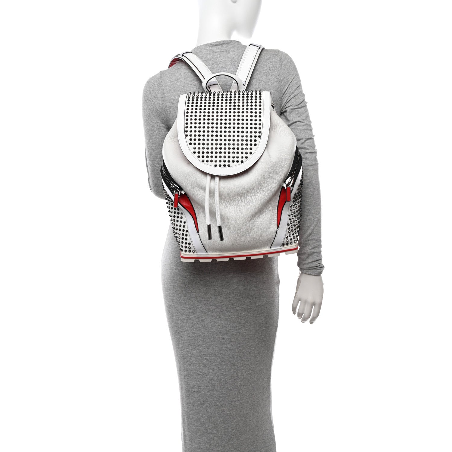Christian Louboutin Calfskin Spiked Explorafunk Backpack White 2 of 21