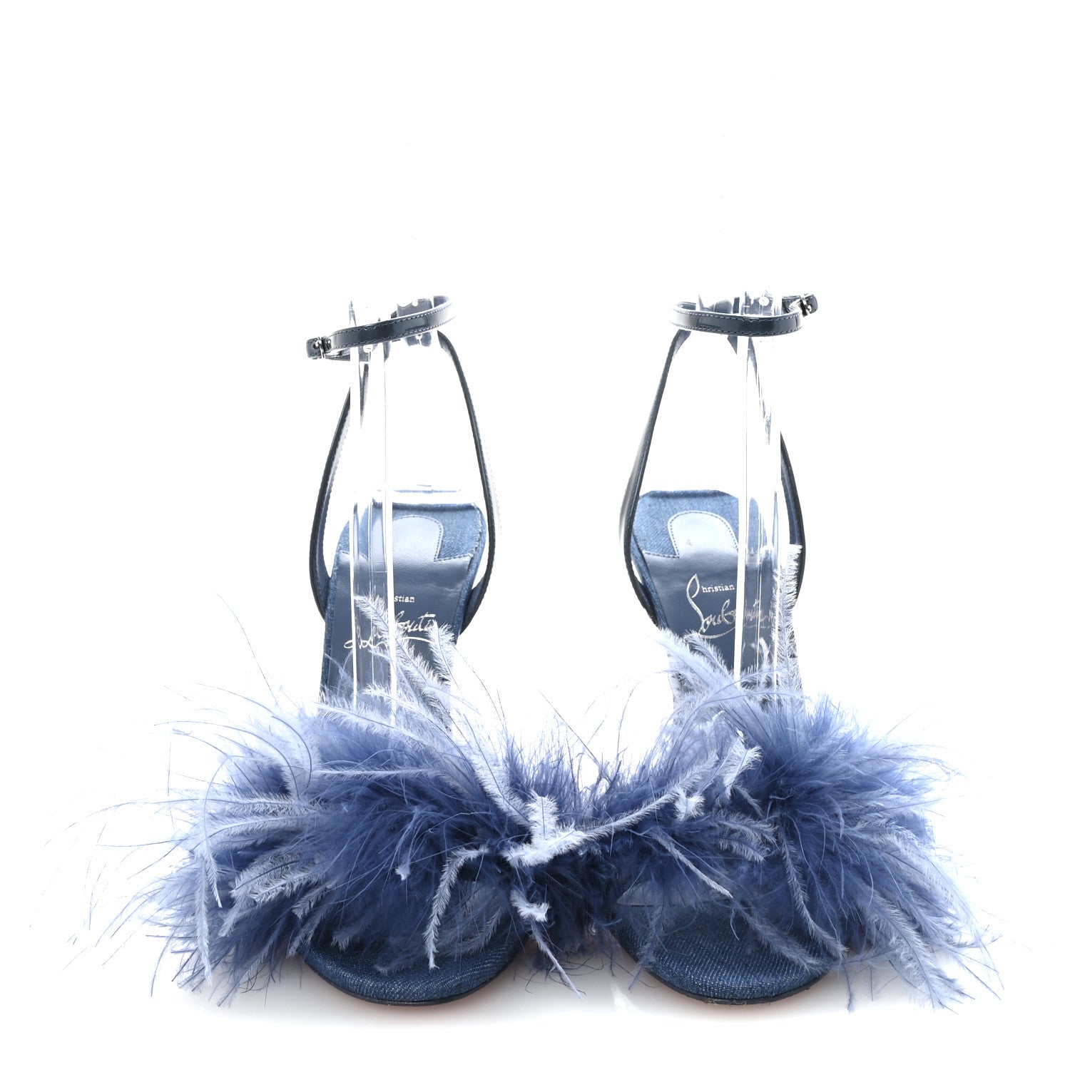 Christian Louboutin Denim Patent Loubipoupi 100 Sandals 38 Blue 3 of 8