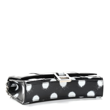 Balenciaga Shiny Box Calfskin Polka Dot Hourglass Chain Bag Black White 4 of 9