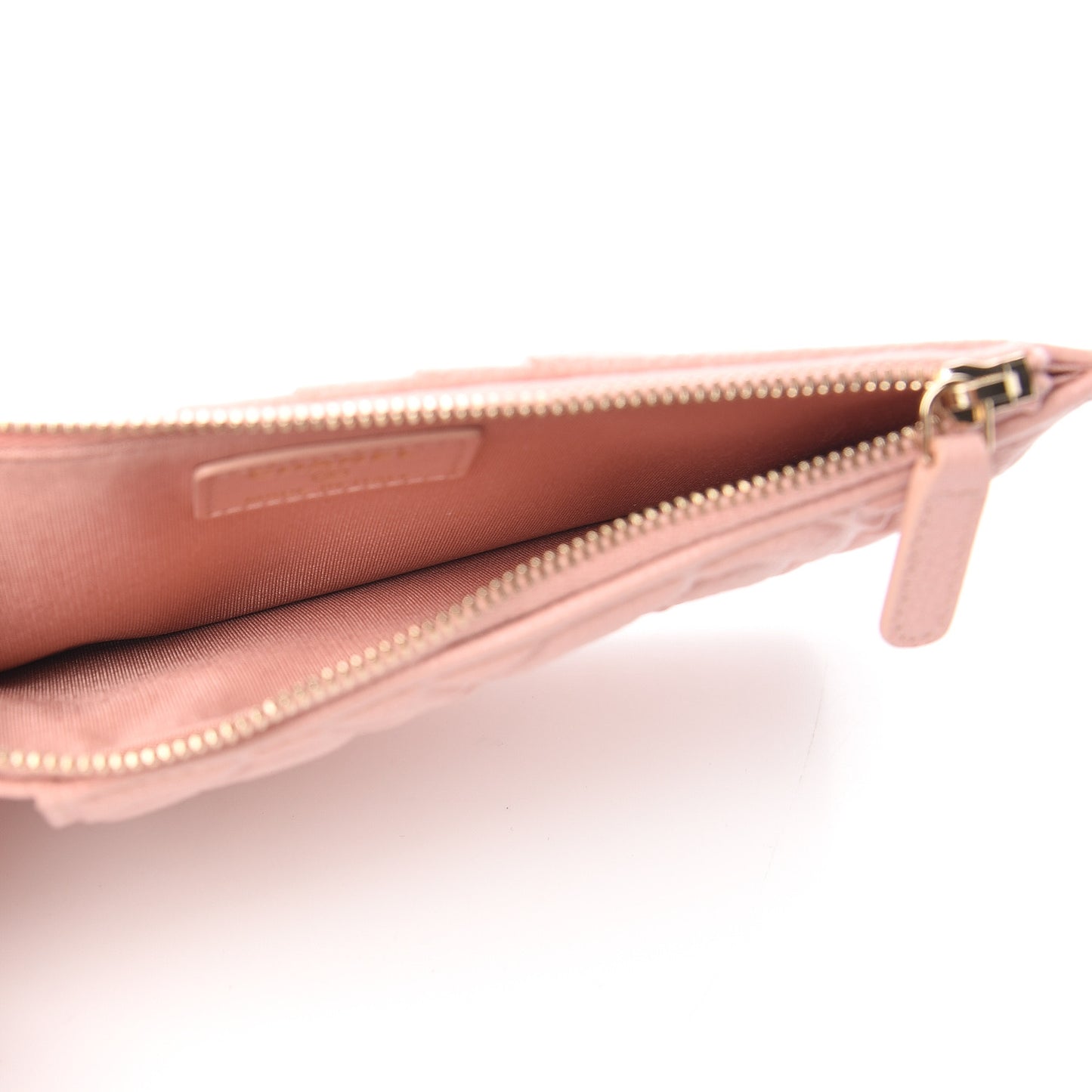 Caviar Camellia Embossed Classic Flat Wallet Pouch Pink