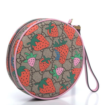 Gucci GG Supreme Monogram Strawberry Round Wrist Wallet 3 of 9