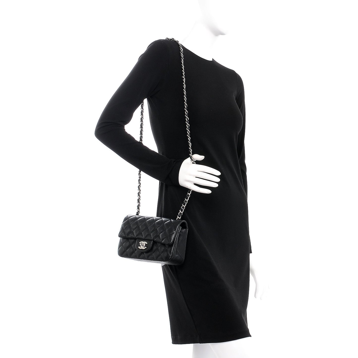 Caviar Quilted Mini Rectangular Flap Black