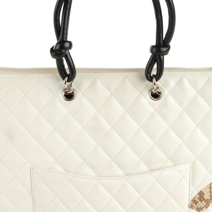Chanel Calfskin Quilted Python Cambon Flat Tote White 9 of 9