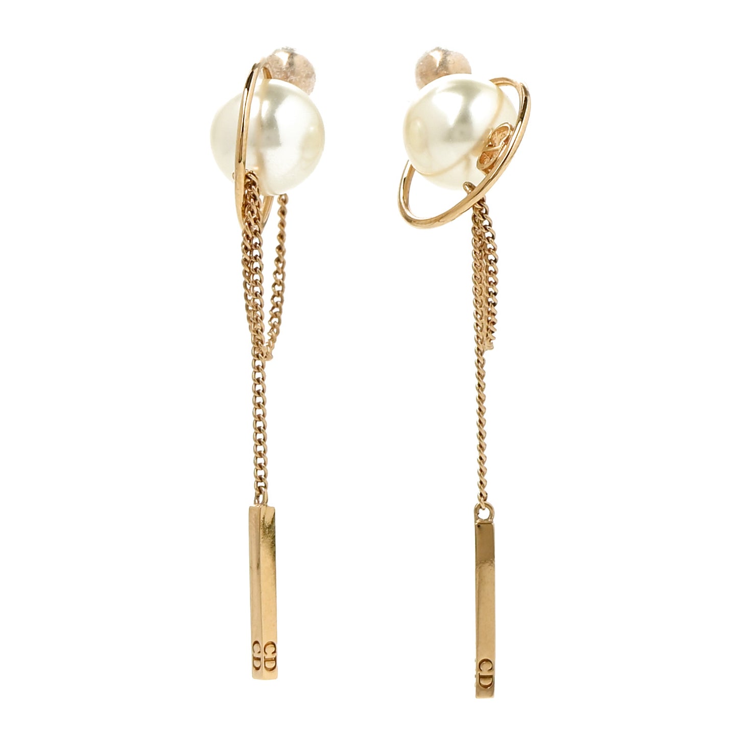 Pearl Tribales Dangle Chain Earrings Gold