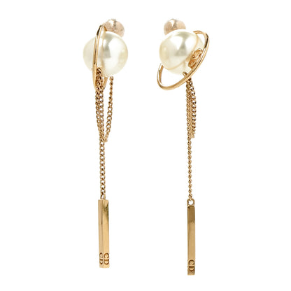 Christian Dior Pearl Tribales Dangle Chain Earrings Gold 1 of 5