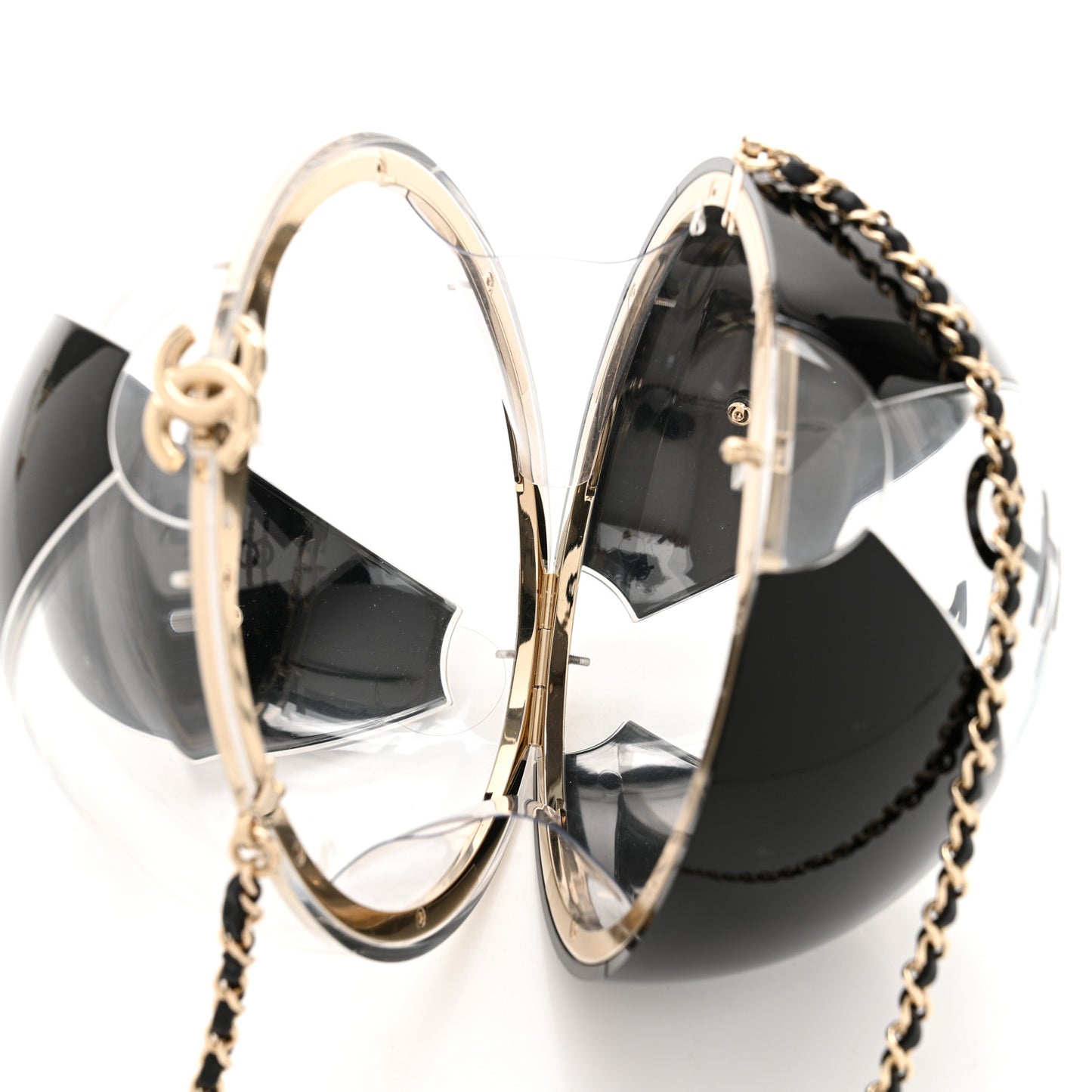 Plexiglass Coco Beach Ball Minaudiere Clutch  Black