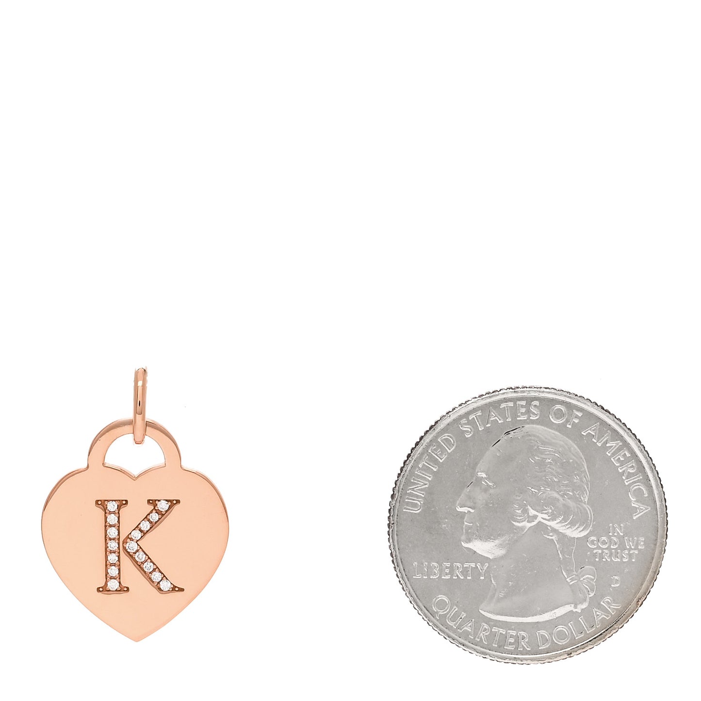 18K Rose Gold Diamond Tiffany Letter K Heart Tag Charm