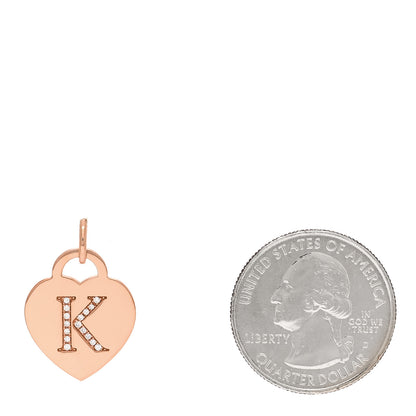Tiffany 18K Rose Gold Diamond Tiffany Letter K Heart Tag Charm 2 of 5