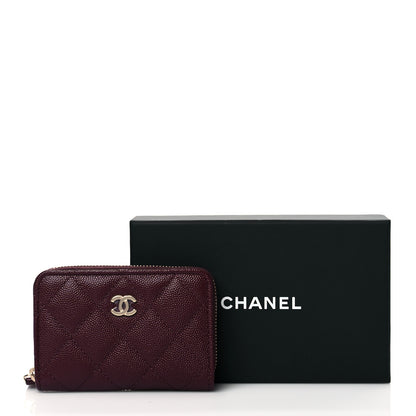 Chanel Caviar Quilted Zip Around Coin Purse Burgundy 9 of 9