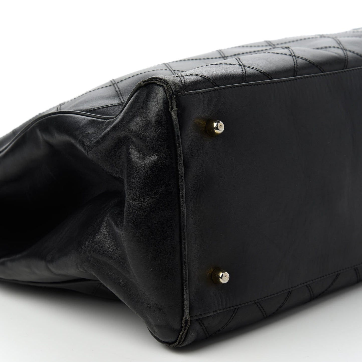 Calfskin Stitched XL Weekender Black