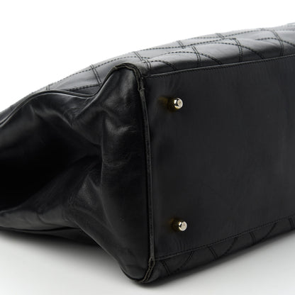 Chanel Calfskin Stitched XL Weekender Black 6 of 10