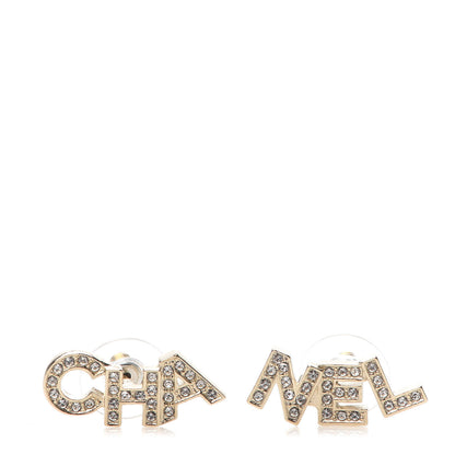 Chanel Crystal Pearl Signature Stud Earrings Gold 1 of 5