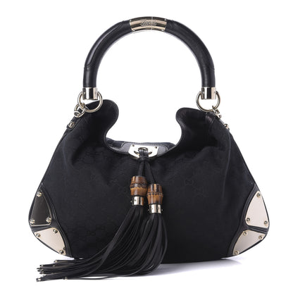 Gucci Monogram Medium Indy Top Handle Hobo Black 1 of 12