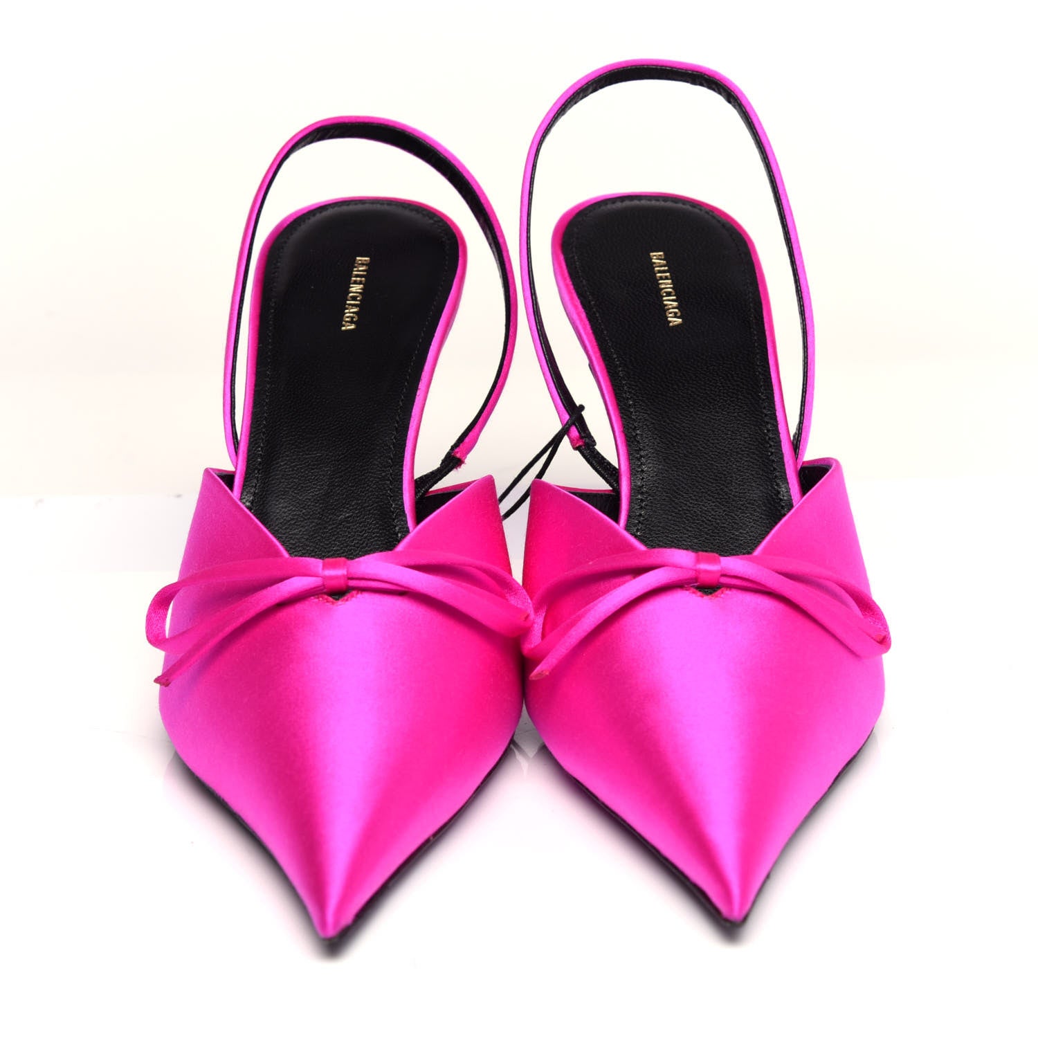 Balenciaga Satin Pointed Toe Knife Slingback Mules 39.5 Rose Fuchsia 3 of 11
