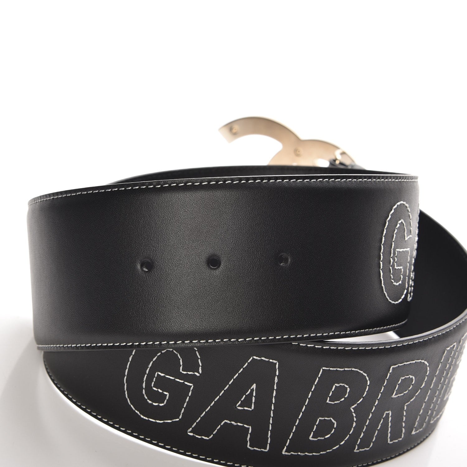 Chanel Calfskin Resin Gabrielle CC Logo Belt 75 Black White 5 of 9