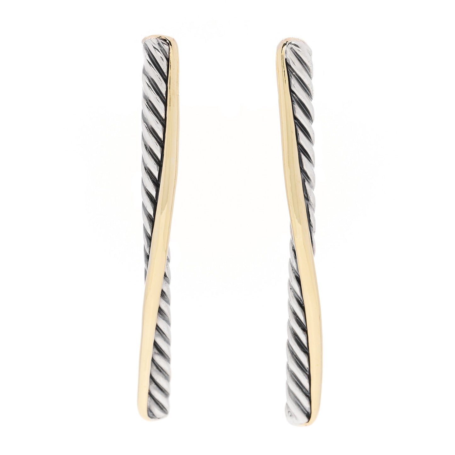Sterling Silver 18K Yellow Gold  Crossover Line Bar Earrings