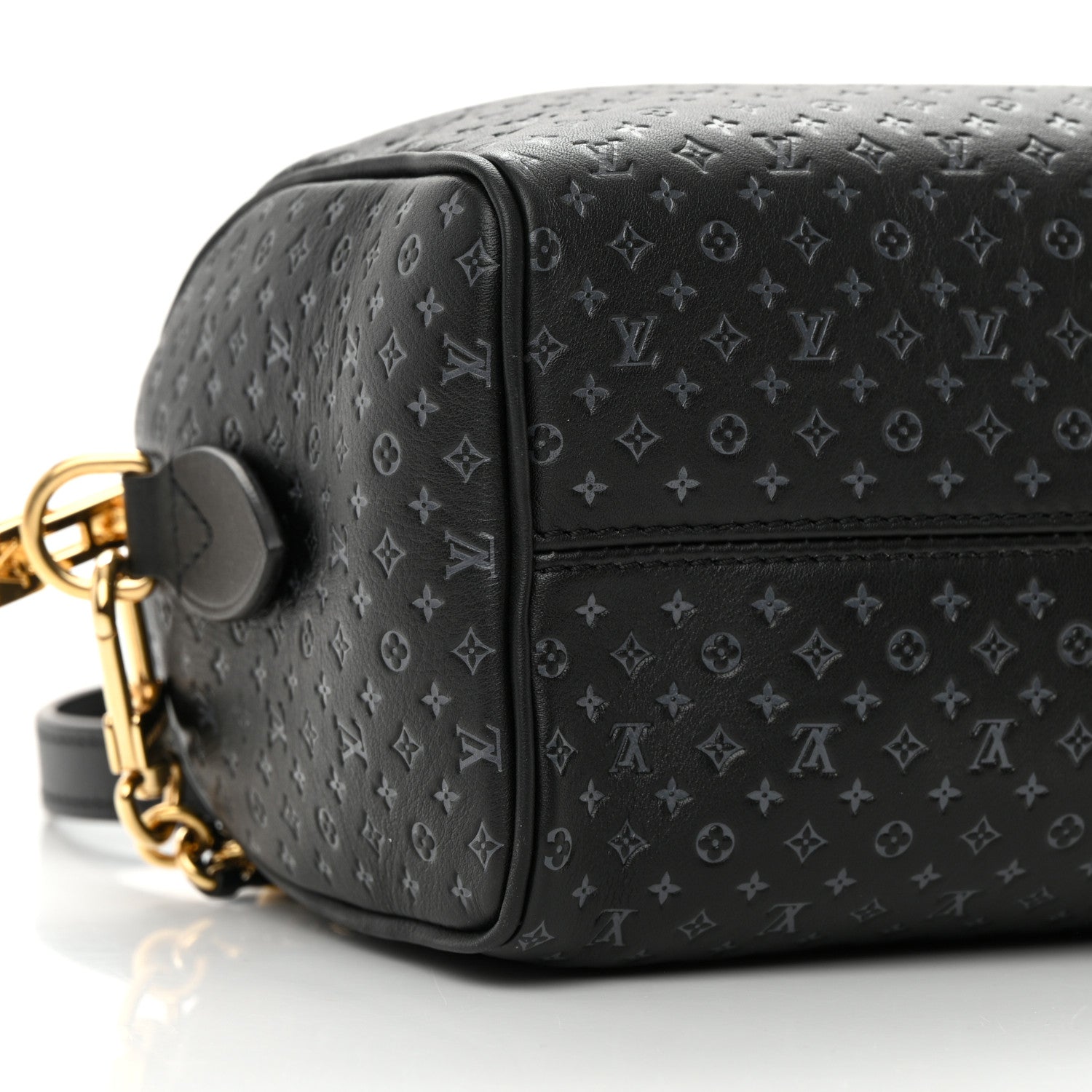 Louis Vuitton Calfskin Nanogram Embossed Speedy 20 Black 8 of 10