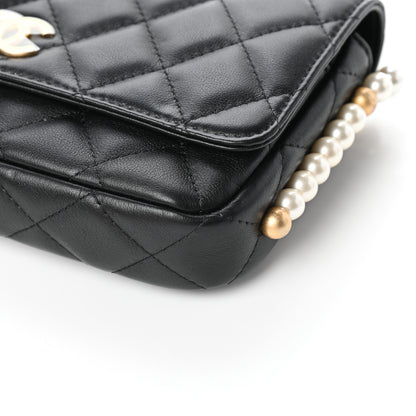 Chanel Calfskin Quilted Pearl Wallet On Chain WOC Black 8 of 8