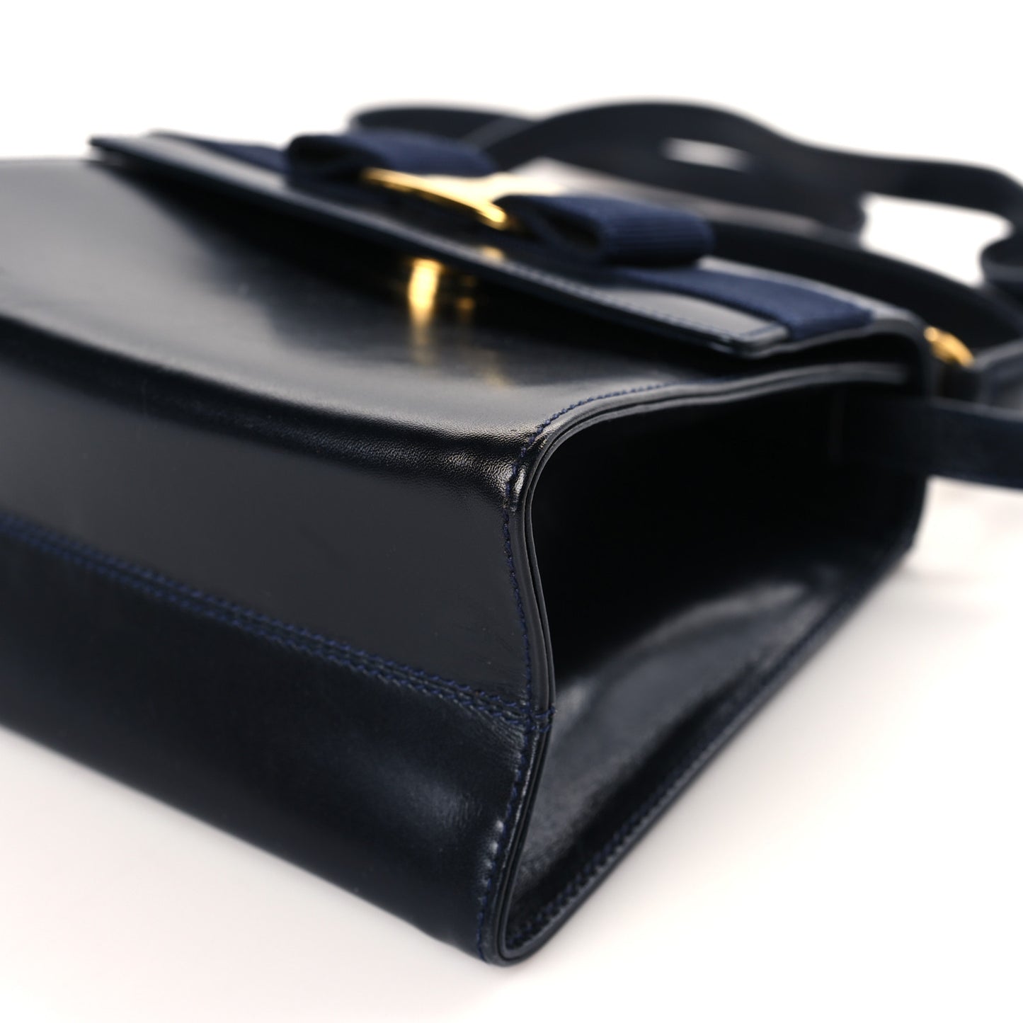Calfskin Vera Bow Mini Top Handle Crossbody Bag Navy