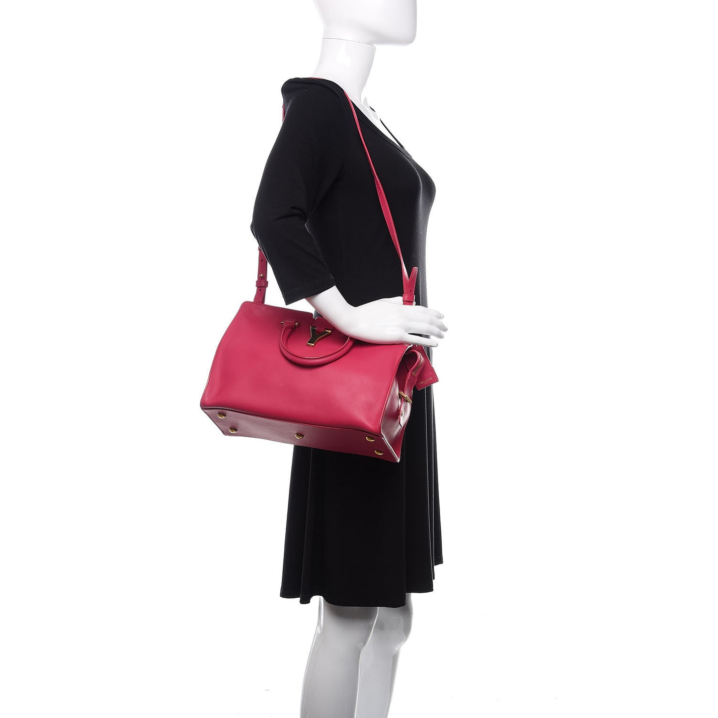 Calfskin Small Classic Y Cabas Fuchsia