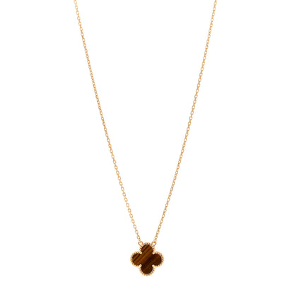 Van Cleef & Arpels 18K Yellow Gold Tiger Eye Vintage Alhambra Pendant Necklace 1 of 5