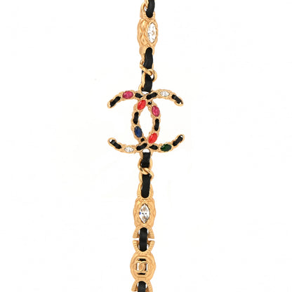 Chanel Lambskin Crystal CC Long Necklace Gold Black Red 4 of 6