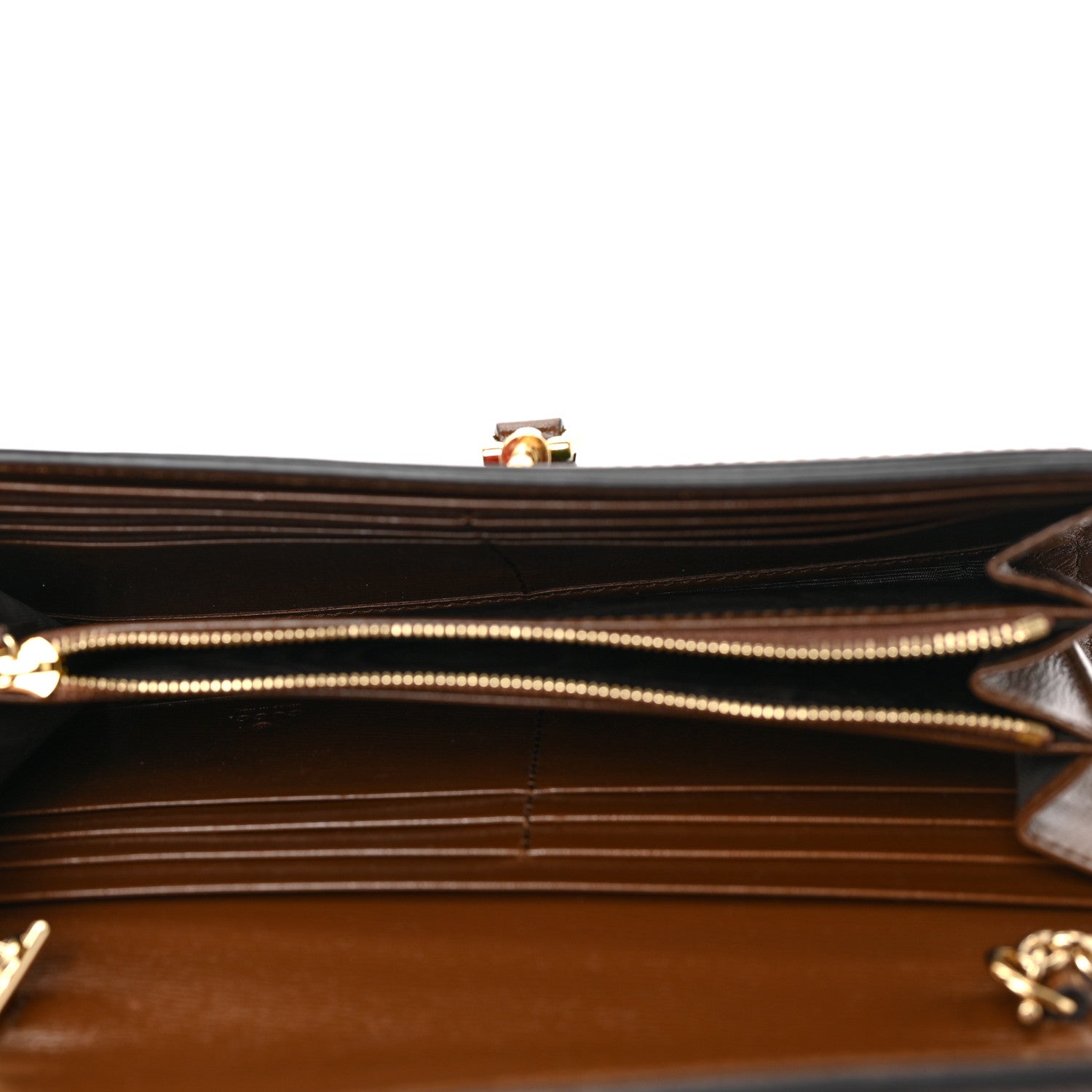 Gucci GG Supreme Monogram Azalea Calfskin Web Jackie 1961 Chain Wallet Beige Ebony Brown Sugar 5 of 9