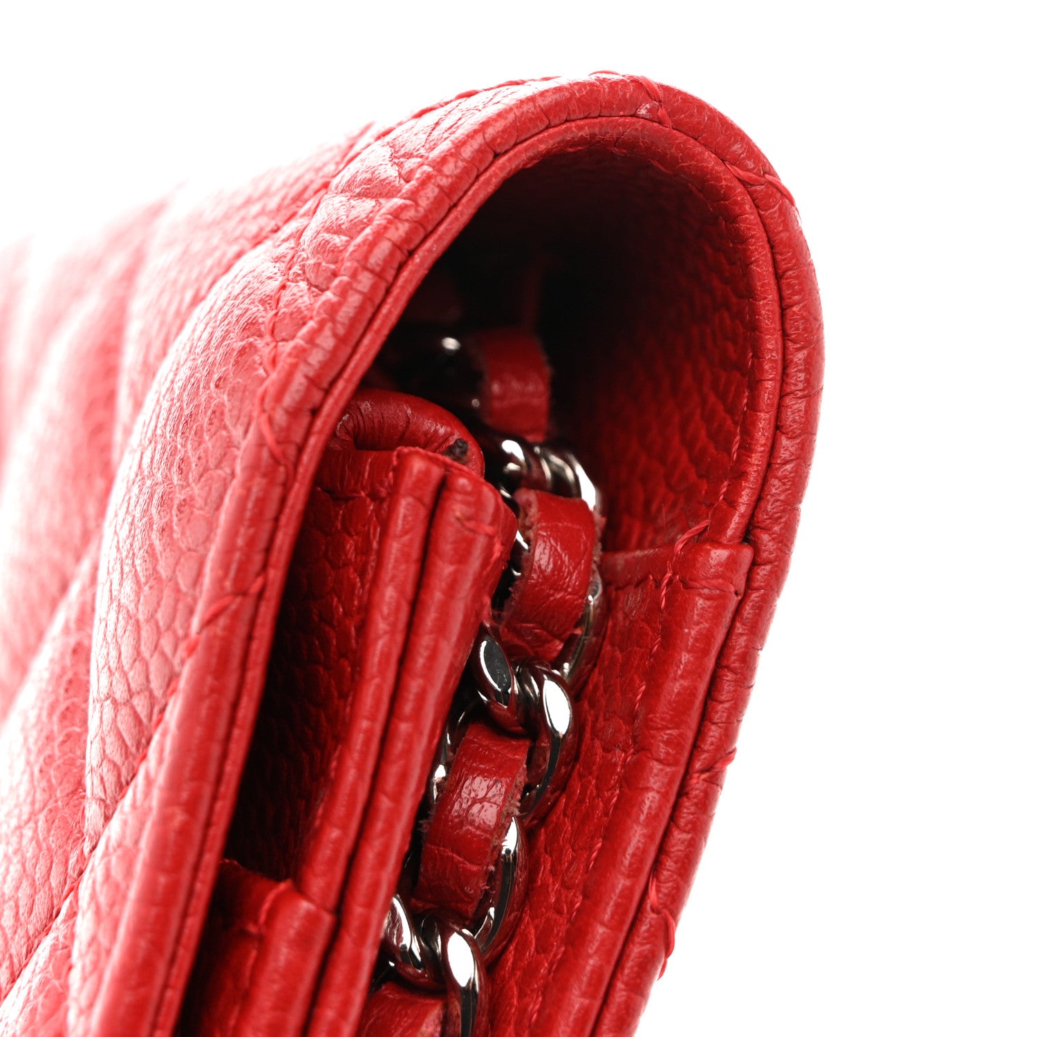 Chanel Caviar Quilted Wallet on Chain WOC Red 12 of 17