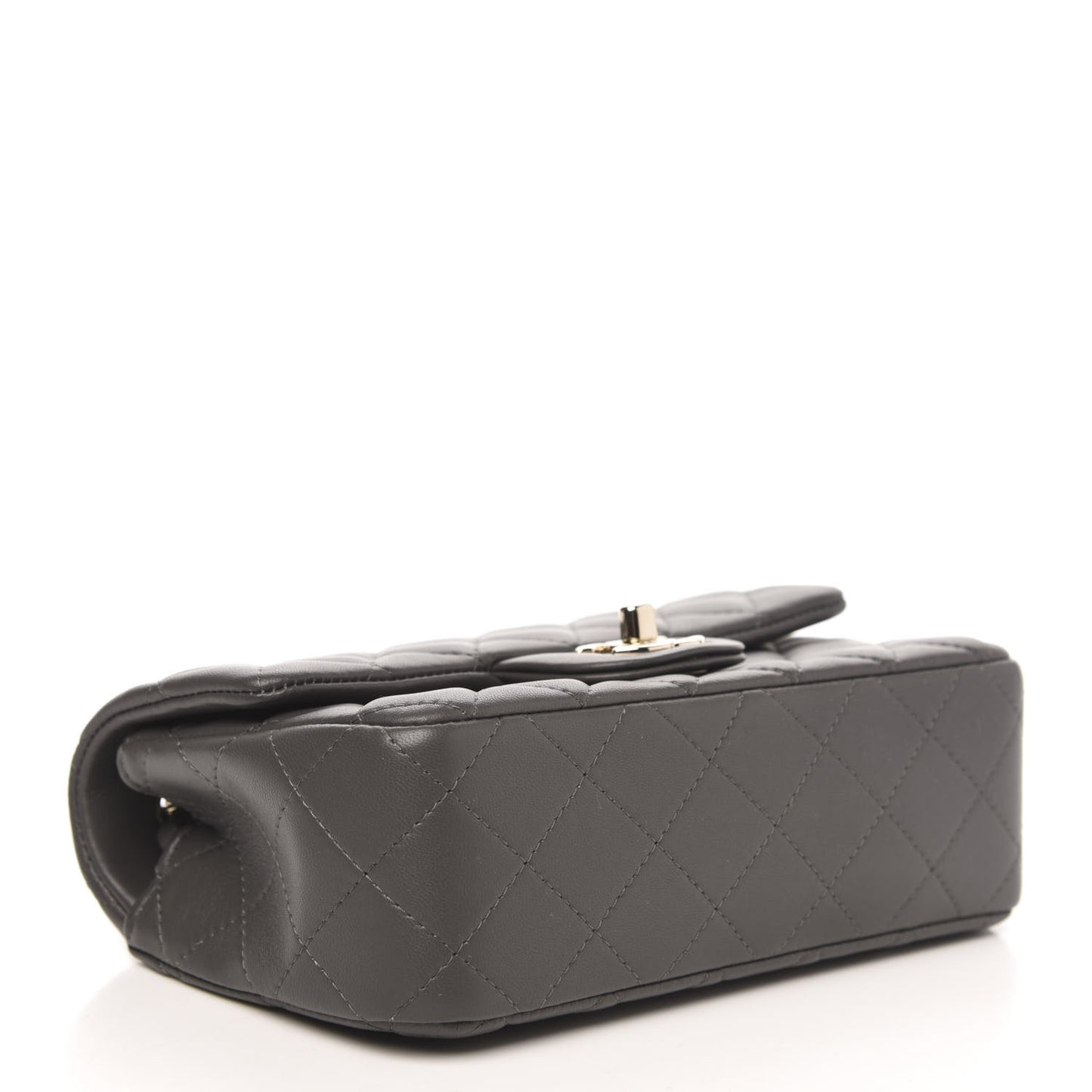 Lambskin Quilted Mini Rectangular Flap Grey
