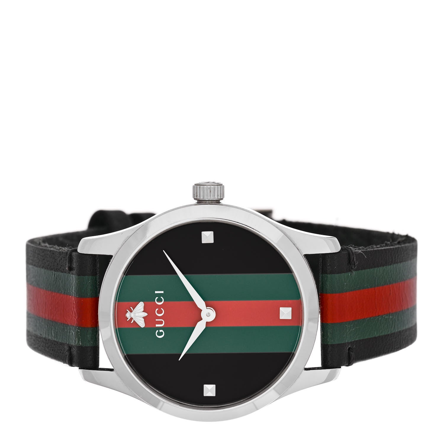 Gucci Stainless Steel Calfskin 38mm G-Timeless Stripe Web Quartz Watch Black 2 of 4