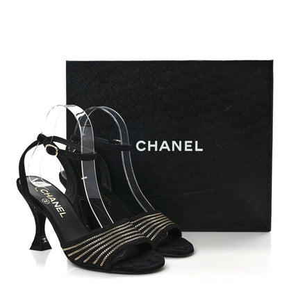 Chanel Suede Kidskin Chain Sandals 36.5 Black 8 of 8