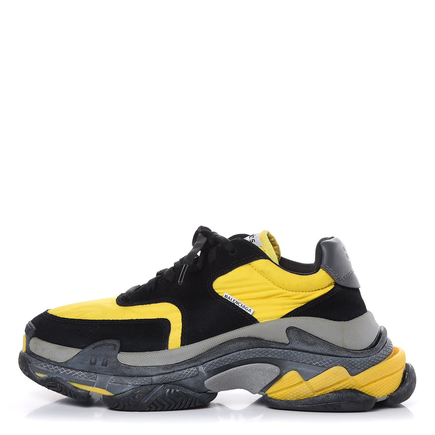 Balenciaga Nylon Suede Mens Triple S 2.0 Sneakers 40 Black Jaune Gris 1 of 9