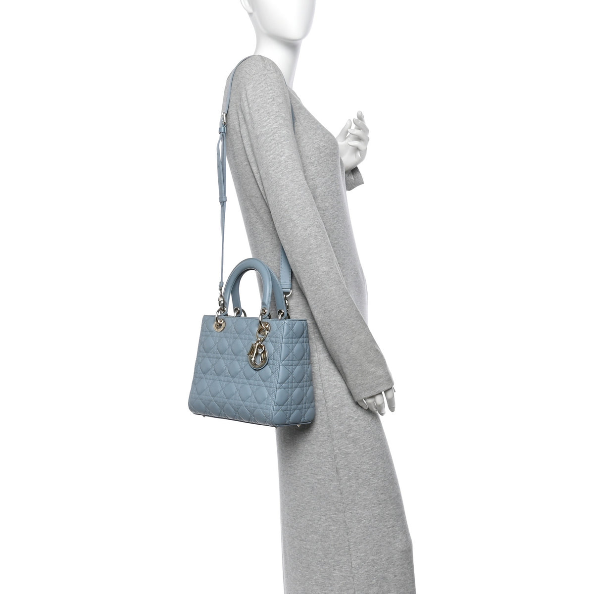 Lambskin Cannage Medium Lady Dior Light Blue