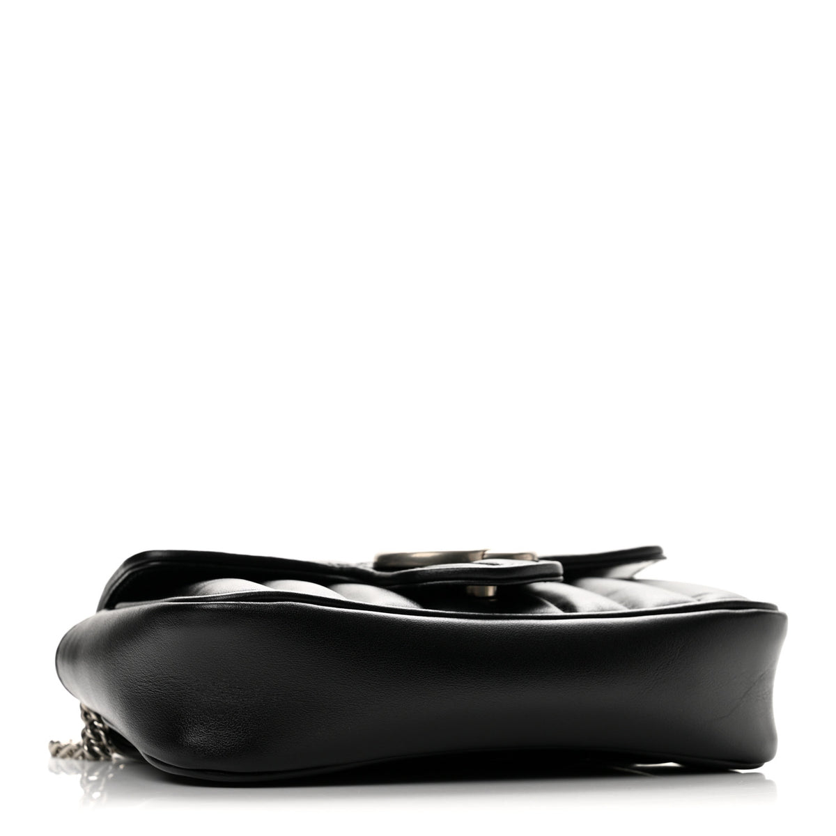 Gucci Calfskin Matelasse Aria Super Mini GG Marmont Shoulder Bag Black 4 of 13
