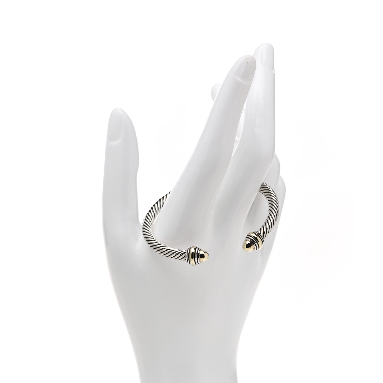 David Yurman Sterling Silver 14K Yellow Gold 5mm Cable Classics Dome Bracelet 2 of 5
