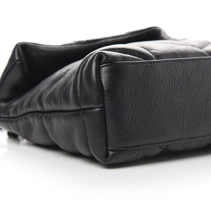 Saint Laurent Lambskin Quilted Toy Loulou Puffer Monogram Chain Satchel Black 9 of 10