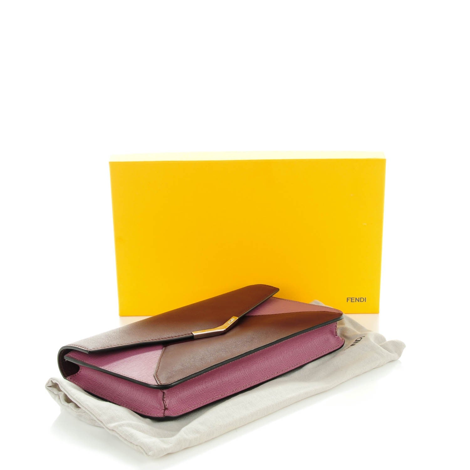 Fendi Calfskin Vitello Elite 2Jours Clutch Bordeaux 4 of 9